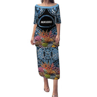 Personalised Nukuoro Micronesia Atoll Puletasi with Pacific Coral Reef