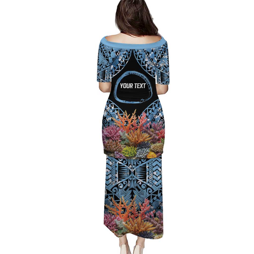 Personalised Nukuoro Micronesia Atoll Puletasi with Pacific Coral Reef