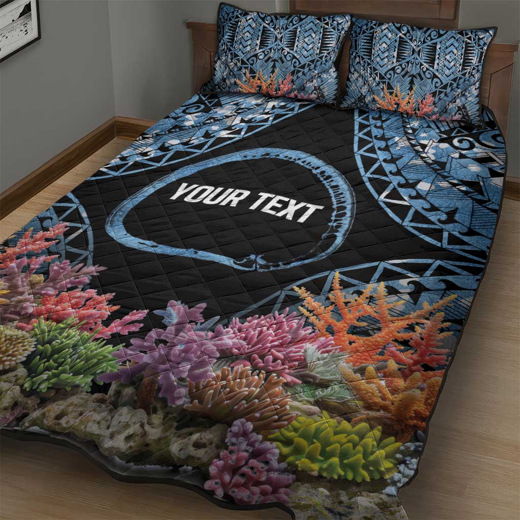 Personalised Nukuoro Micronesia Atoll Quilt Bed Set with Pacific Coral Reef