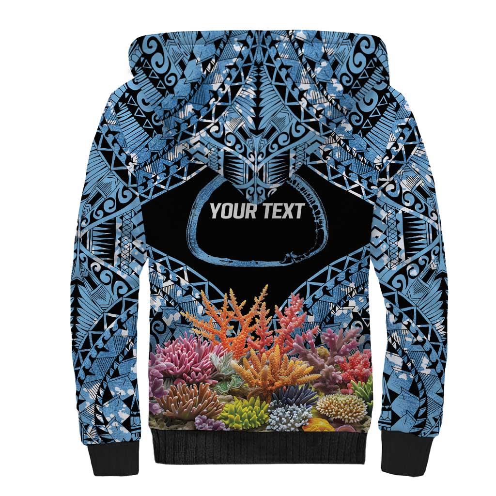 Personalised Nukuoro Micronesia Atoll Sherpa Hoodie with Pacific Coral Reef