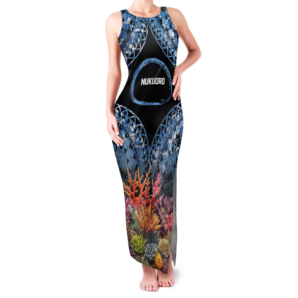 Personalised Nukuoro Micronesia Atoll Tank Maxi Dress with Pacific Coral Reef
