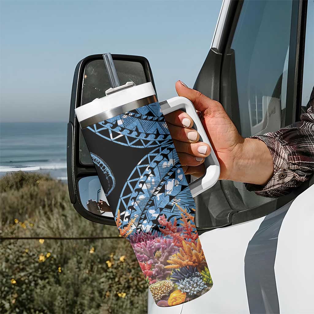 Personalised Nukuoro Micronesia Atoll Tumbler With Handle with Pacific Coral Reef