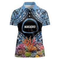 Personalised Nukuoro Micronesia Atoll Women Polo Shirt with Pacific Coral Reef LT9 Female Blue - Polynesian Pride