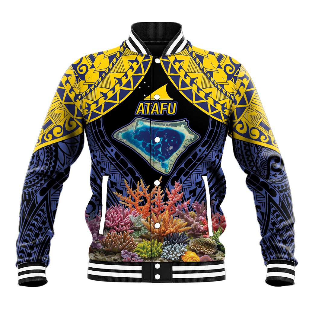 Tokelau Atafu Atoll Personalised Baseball Jacket Pacific Coral Reef Vibe LT9 Unisex Gold - Polynesian Pride