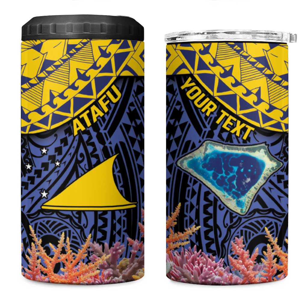 Tokelau Atafu Atoll Personalised 4 in 1 Can Cooler Tumbler Pacific Coral Reef Vibe