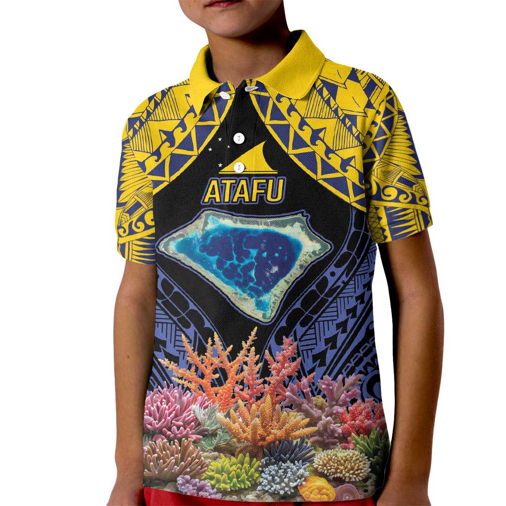 Tokelau Atafu Atoll Personalised Kid Polo Shirt Pacific Coral Reef Vibe LT9 Kid Gold - Polynesian Pride