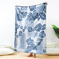 Vintage Hawaii Blanket Hibiscus Tapa Tribal With Hawaiian Quilt Pattern Blue LT9 Blue - Polynesian Pride