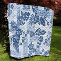 Vintage Hawaii Quilt Hibiscus Tapa Tribal With Hawaiian Quilt Pattern Blue LT9 - Polynesian Pride
