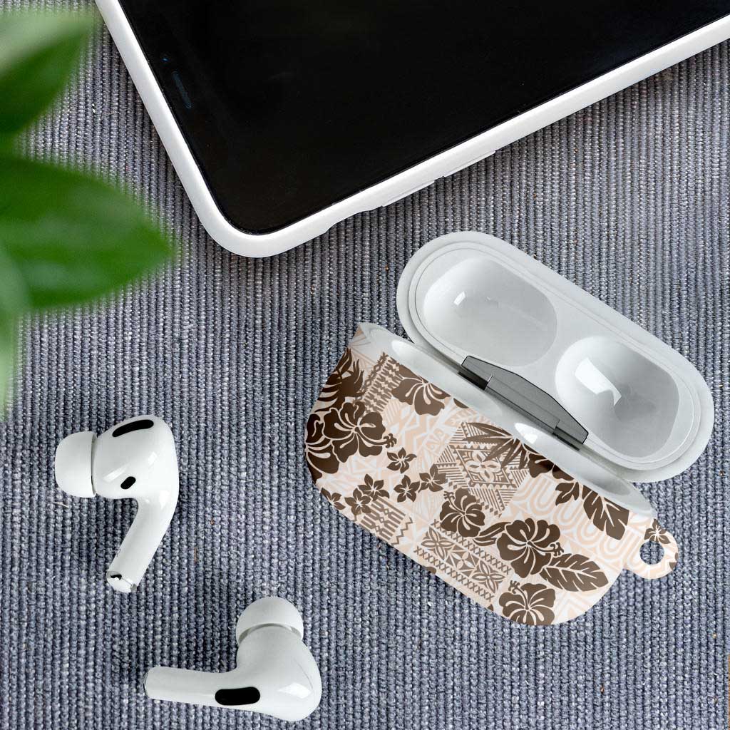 Vintage Hawaii AirPods Case Hibiscus Tapa Tribal With Hawaiian Quilt Pattern Gold - Polynesian Pride