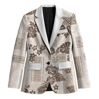 Vintage Hawaii Blazer Hibiscus Tapa Tribal With Hawaiian Quilt Pattern Gold - Polynesian Pride