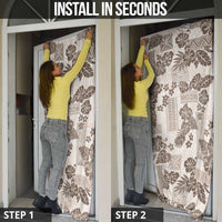 Vintage Hawaii Door Cover Hibiscus Tapa Tribal With Hawaiian Quilt Pattern Gold - Polynesian Pride