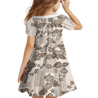 Vintage Hawaii Family Matching Off Shoulder Maxi Dress and Hawaiian Shirt Hibiscus Tapa Tribal With Hawaiian Quilt Pattern Gold LT9 - Polynesian Pride