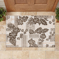 Vintage Hawaii Rubber Doormat Hibiscus Tapa Tribal With Hawaiian Quilt Pattern Gold LT9 - Polynesian Pride