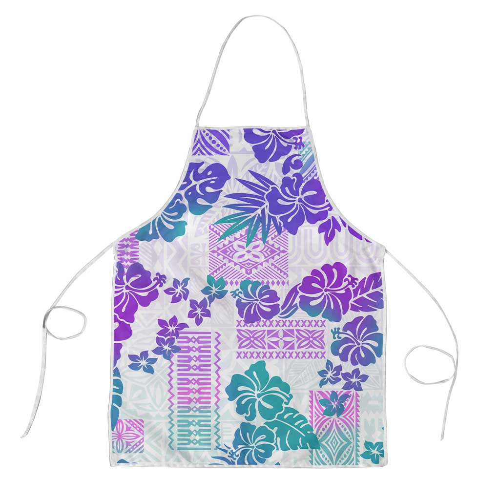 Vintage Hawaii Apron Hibiscus Tapa Tribal With Hawaiian Quilt Pattern Purple LT9 Purple - Polynesian Pride