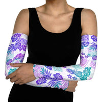 Vintage Hawaii Arm Sleeves Hibiscus Tapa Tribal With Hawaiian Quilt Pattern Purple - Polynesian Pride