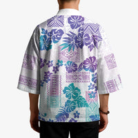 Vintage Hawaii Kimono Hibiscus Tapa Tribal With Hawaiian Quilt Pattern Purple - Polynesian Pride