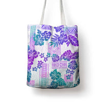 Vintage Hawaii Tote Bag Hibiscus Tapa Tribal With Hawaiian Quilt Pattern Purple - Polynesian Pride