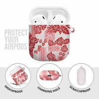 Vintage Hawaii AirPods Case Hibiscus Tapa Tribal With Hawaiian Quilt Pattern Red - Polynesian Pride