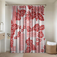 Vintage Hawaii Bathroom Set Hibiscus Tapa Tribal With Hawaiian Quilt Pattern Red - Polynesian Pride