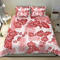Vintage Hawaii Bedding Set Hibiscus Tapa Tribal With Hawaiian Quilt Pattern Red LT9 - Polynesian Pride