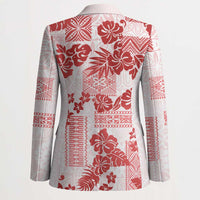 Vintage Hawaii Blazer Hibiscus Tapa Tribal With Hawaiian Quilt Pattern Red - Polynesian Pride
