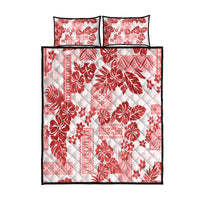 Vintage Hawaii Quilt Bed Set Hibiscus Tapa Tribal With Hawaiian Quilt Pattern Red LT9 Red - Polynesian Pride