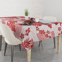 Vintage Hawaii Tablecloth Hibiscus Tapa Tribal With Hawaiian Quilt Pattern Red LT9 - Polynesian Pride