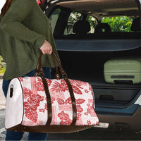 Vintage Hawaii Travel Bag Hibiscus Tapa Tribal With Hawaiian Quilt Pattern Red - Polynesian Pride