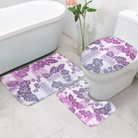 Vintage Hawaii Bathroom Set Hibiscus Tapa Tribal With Hawaiian Quilt Pattern Violet - Polynesian Pride