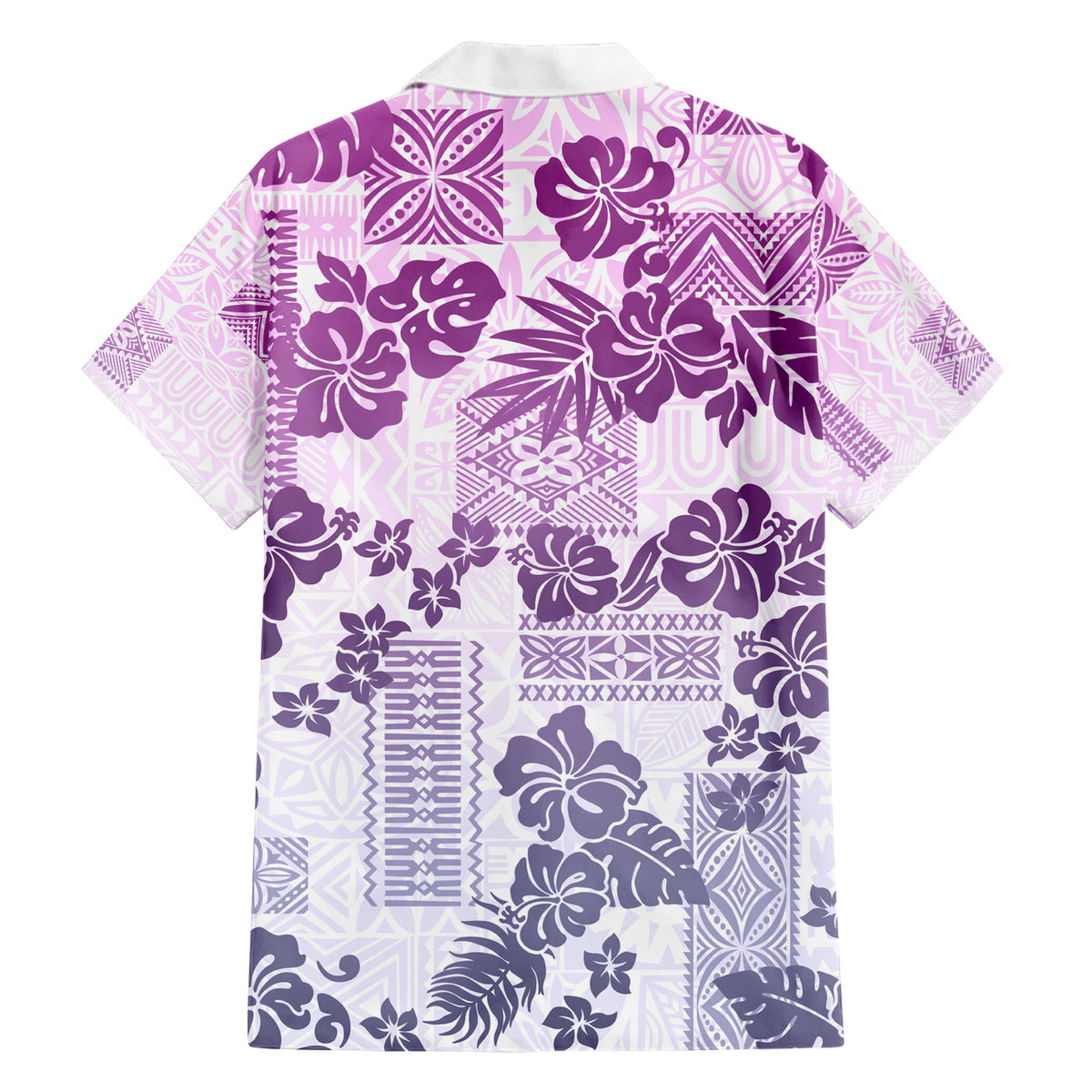 Vintage Hawaii Hawaiian Shirt Hibiscus Tapa Tribal With Hawaiian Quilt Pattern Violet LT9 - Polynesian Pride