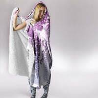 Vintage Hawaii Hooded Blanket Hibiscus Tapa Tribal With Hawaiian Quilt Pattern Violet LT9 - Polynesian Pride