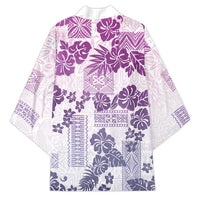 Vintage Hawaii Kimono Hibiscus Tapa Tribal With Hawaiian Quilt Pattern Violet - Polynesian Pride