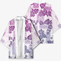 Vintage Hawaii Kimono Hibiscus Tapa Tribal With Hawaiian Quilt Pattern Violet - Polynesian Pride