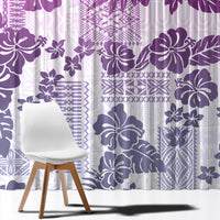 Vintage Hawaii Window Curtain Hibiscus Tapa Tribal With Hawaiian Quilt Pattern Violet LT9 - Polynesian Pride