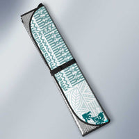 Hawaii Tapa Tribal Auto Sun Shade With Hawaiian Quilt Pattern Aqua - Polynesian Pride
