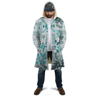 Hawaii Tapa Tribal Cloak With Hawaiian Quilt Pattern Aqua - Polynesian Pride