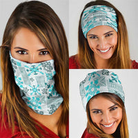 Hawaii Tapa Tribal Neck Gaiter With Hawaiian Quilt Pattern Aqua - Polynesian Pride
