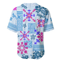 Hawaii Tapa Tribal Baseball Jersey With Hawaiian Quilt Pattern Blue LT9 - Polynesian Pride