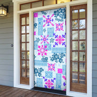 Hawaii Tapa Tribal Door Cover With Hawaiian Quilt Pattern Blue - Polynesian Pride