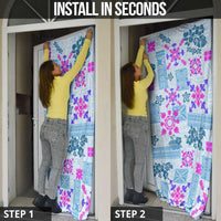 Hawaii Tapa Tribal Door Cover With Hawaiian Quilt Pattern Blue - Polynesian Pride