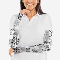 Hawaii Tapa Tribal Arm Sleeves With Hawaiian Quilt Pattern Black - Polynesian Pride