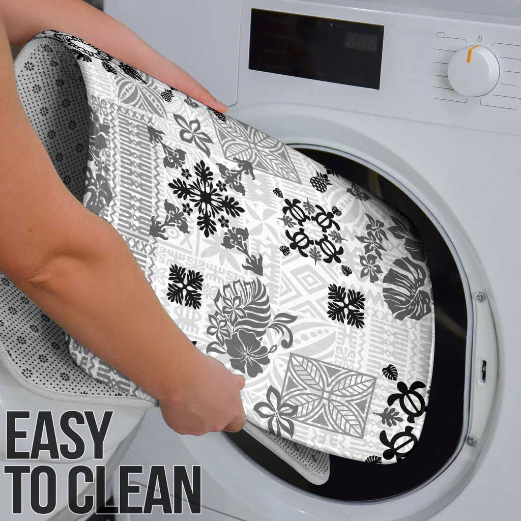 Hawaii Tapa Tribal Bathroom Set With Hawaiian Quilt Pattern Black - Polynesian Pride