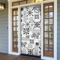 Hawaii Tapa Tribal Door Cover With Hawaiian Quilt Pattern Black - Polynesian Pride