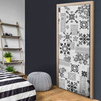 Hawaii Tapa Tribal Door Cover With Hawaiian Quilt Pattern Black - Polynesian Pride