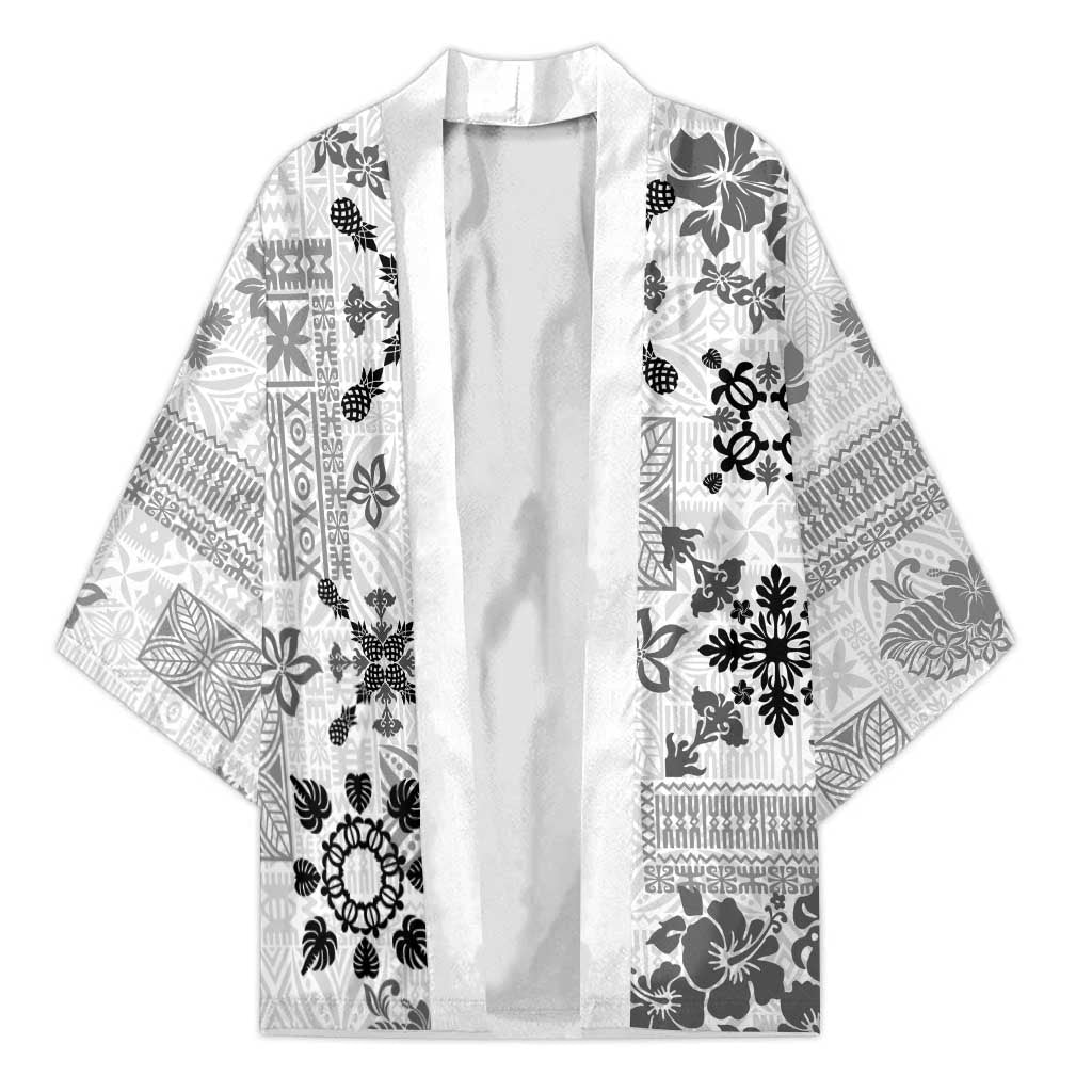 Hawaii Tapa Tribal Kimono With Hawaiian Quilt Pattern Black - Polynesian Pride