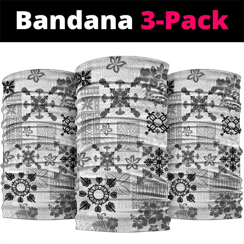 Hawaii Tapa Tribal Neck Gaiter With Hawaiian Quilt Pattern Black - Polynesian Pride