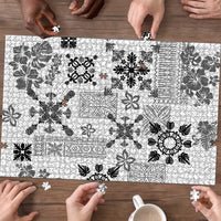 Hawaii Tapa Tribal Puzzle With Hawaiian Quilt Pattern Black LT9 - Polynesian Pride