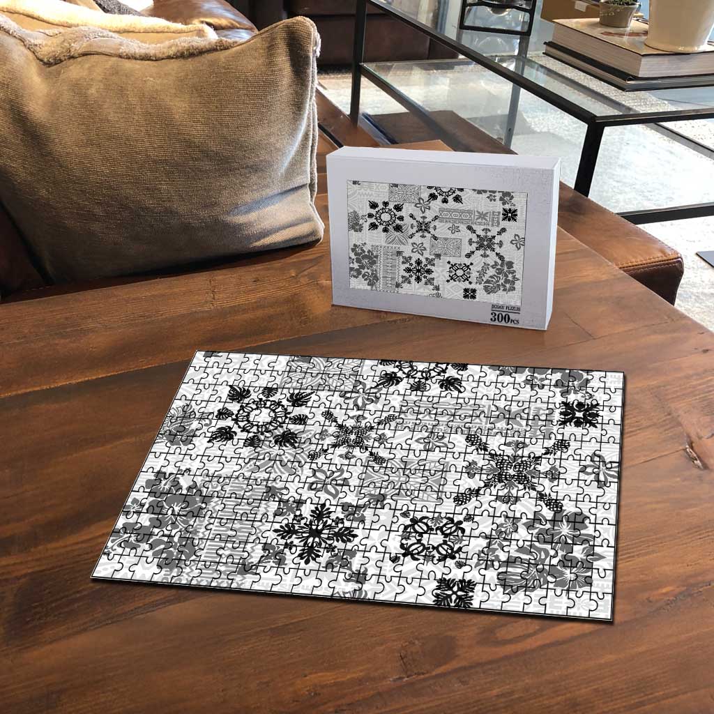 Hawaii Tapa Tribal Puzzle With Hawaiian Quilt Pattern Black LT9 - Polynesian Pride