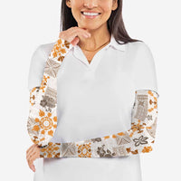 Hawaii Tapa Tribal Arm Sleeves With Hawaiian Quilt Pattern Gold LT9 - Polynesian Pride