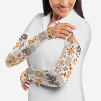Hawaii Tapa Tribal Arm Sleeves With Hawaiian Quilt Pattern Gold LT9 - Polynesian Pride